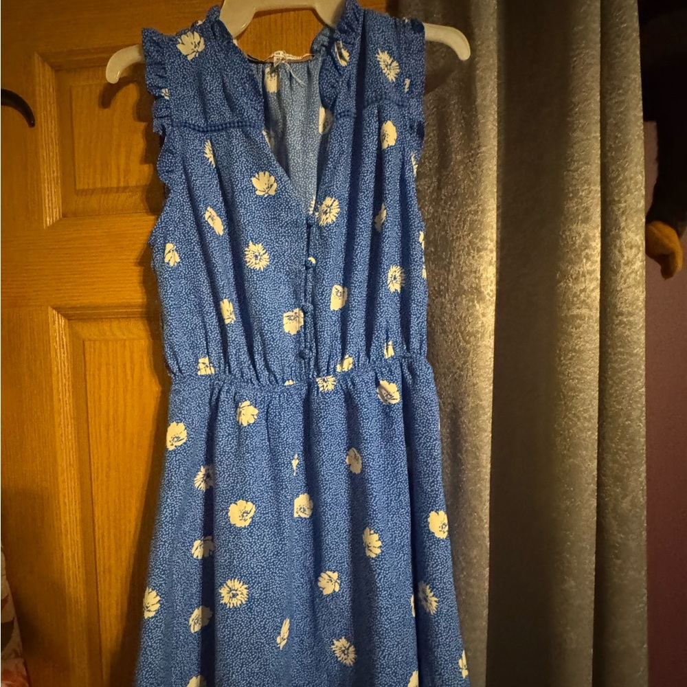 Collective Concepts Blue Floral Ruffle-Trim Girls' Dress
